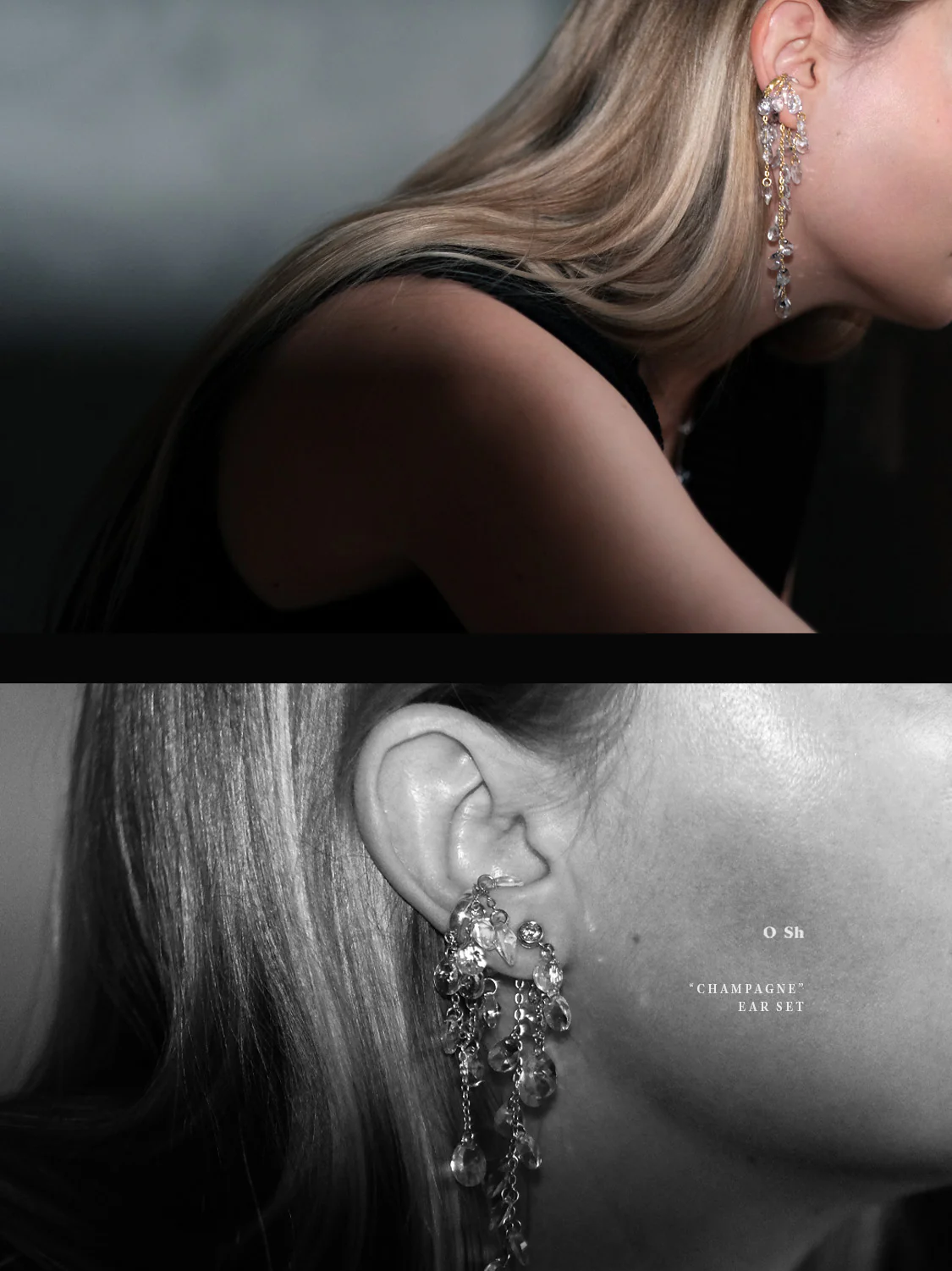 "CHAMPAGNE" EAR SET VERMEIL - Image 3