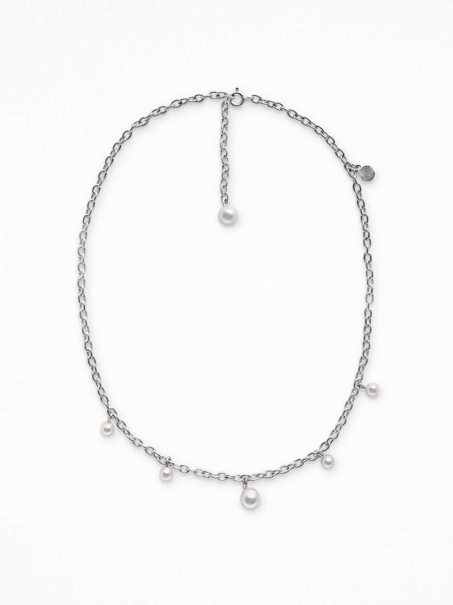 DANGLE PEARL NECKLACE SILVER