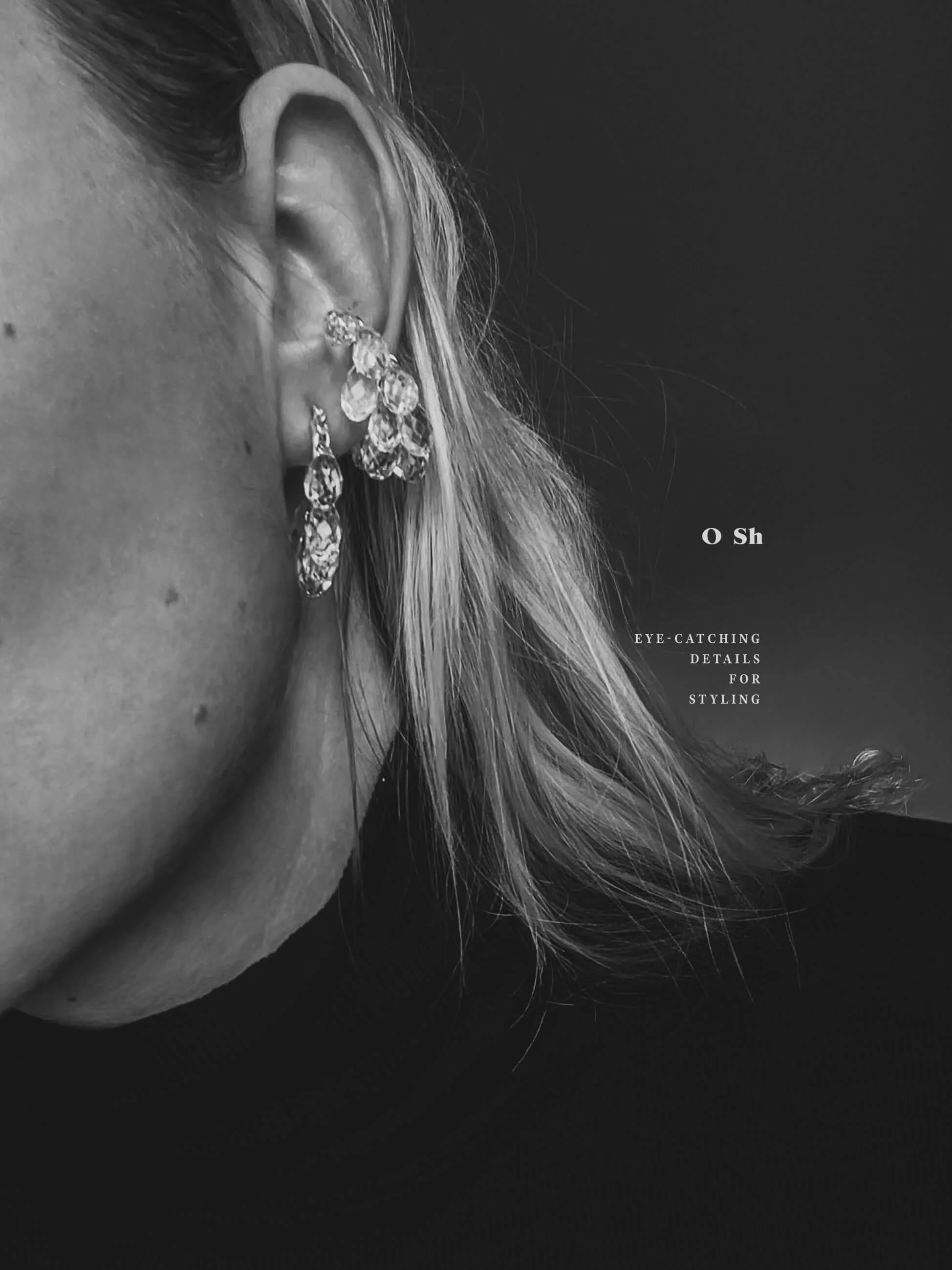 "NAKED CRYSTALS" ASYMMETRIC EAR SET SILVER - Image 10