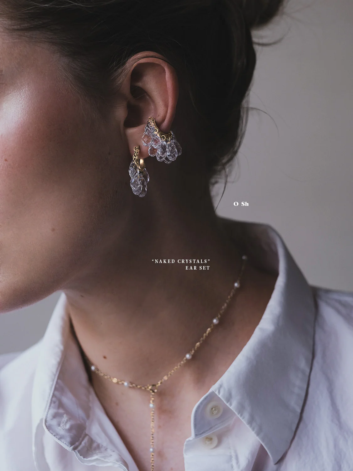 "NAKED CRYSTALS" ASYMMETRIC EAR SET VERMEIL - Image 3
