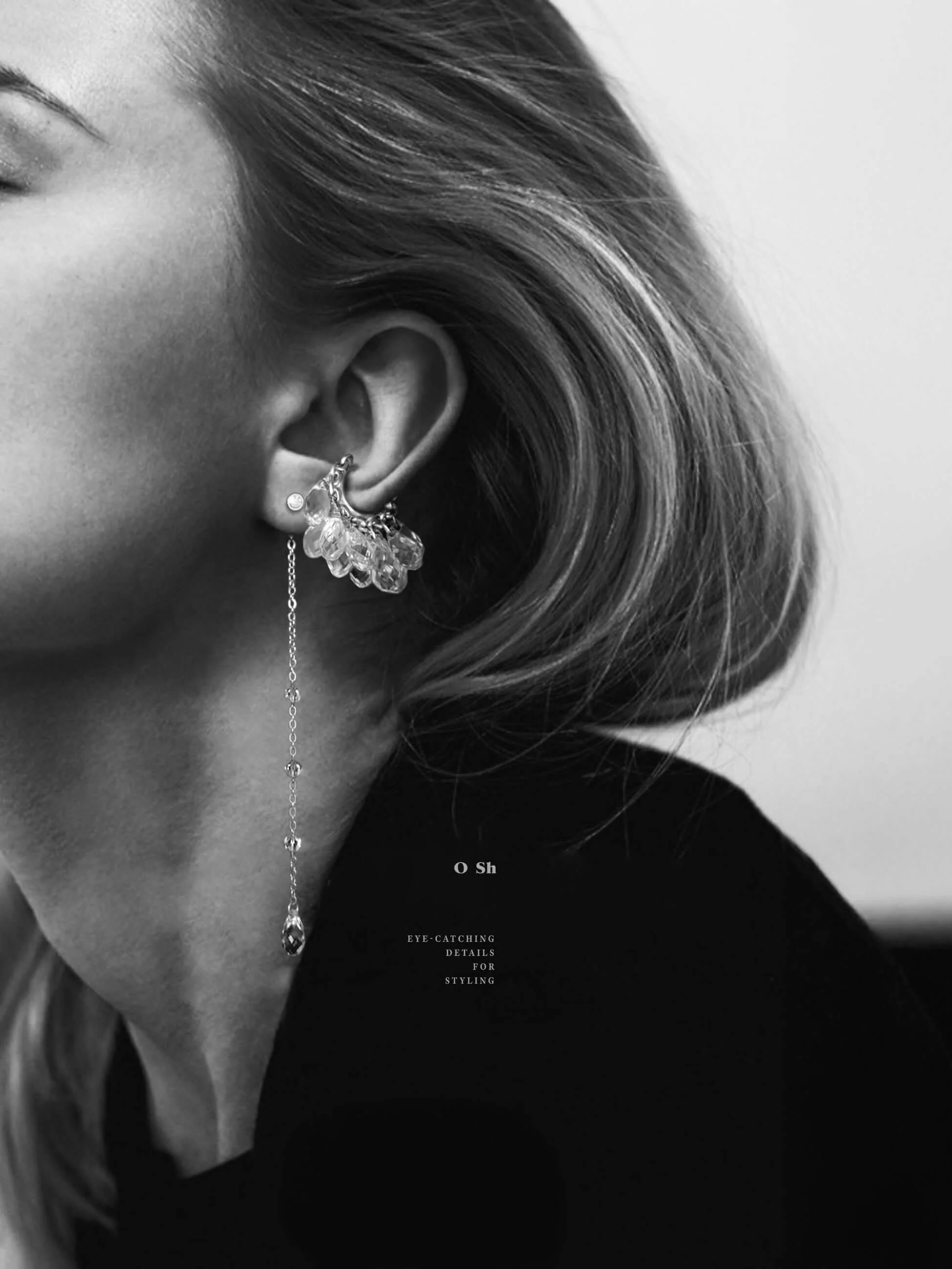 "NAKED CRYSTALS" ASYMMETRIC EAR SET VERMEIL - Image 4