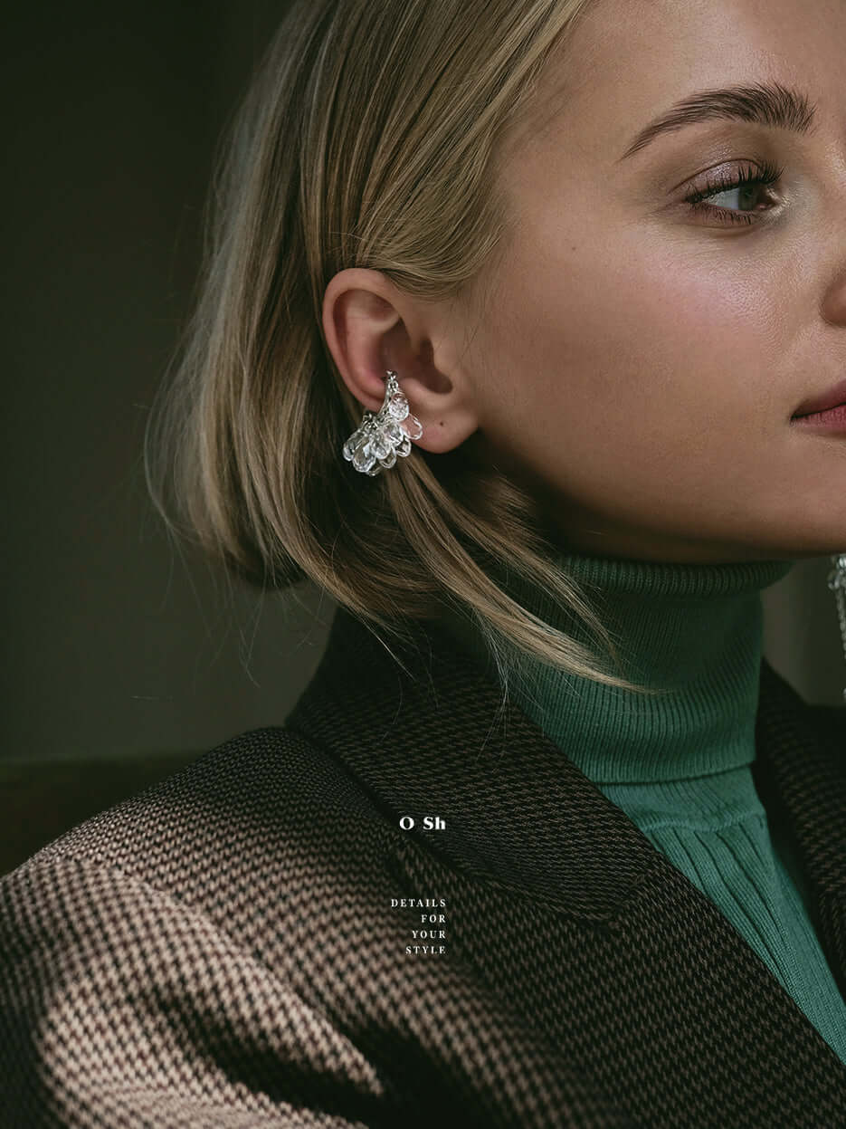 "WET - NAKED CRYSTALS" EAR CUFFS SET SILVER - Image 5